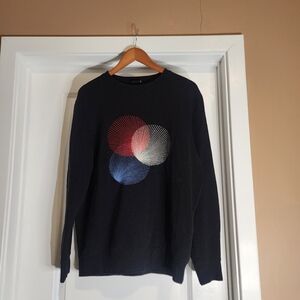 H&M Black Crewneck Sweater with Vibrant Circular Design